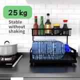 CARLA HOME 2 Tier Under Sink Organiser with Sliding Drawers for Kitchen & Bathroom - Close-Up Angle