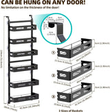 CARLA HOME 6 Tier Over the Door Organizer with Adjustable Metal Pantry Storage Rack and Hanging Baskets for Kitchen and Bathroom - Front View