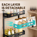 CARLA HOME 6 Tier Over the Door Organizer with Adjustable Metal Pantry Storage Rack and Hanging Baskets for Kitchen and Bathroom - 45-Degree Angle