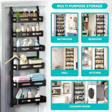 CARLA HOME 6 Tier Over the Door Organizer with Adjustable Metal Pantry Storage Rack and Hanging Baskets for Kitchen and Bathroom - Close-Up Angle