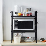 CARLA HOME 3-Tier Microwave Oven Rack with Adjustable Metal Kitchen Shelf Stand for Countertop Storage and 6 Hooks for Utensils - Front View