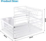 CARLA HOME 2-Tier Dish Drying Rack for Kitchen Counter with Removable Drip Tray, Utensil Holder and Cutlery Organizer - Front View