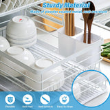 CARLA HOME 2-Tier Dish Drying Rack for Kitchen Counter with Removable Drip Tray, Utensil Holder and Cutlery Organizer - Top-Down View