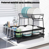 CARLA HOME 2-Tier Dish Drying Rack for Kitchen Counter with Drainboard, Utensil Holder, Cup Rack & Cutlery Organizer - Side View