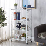 CARLA HOME 4-Tier Foldable Storage Shelf with Wheels for Kitchen Garage Pantry or Basement (White) - Top-Down View