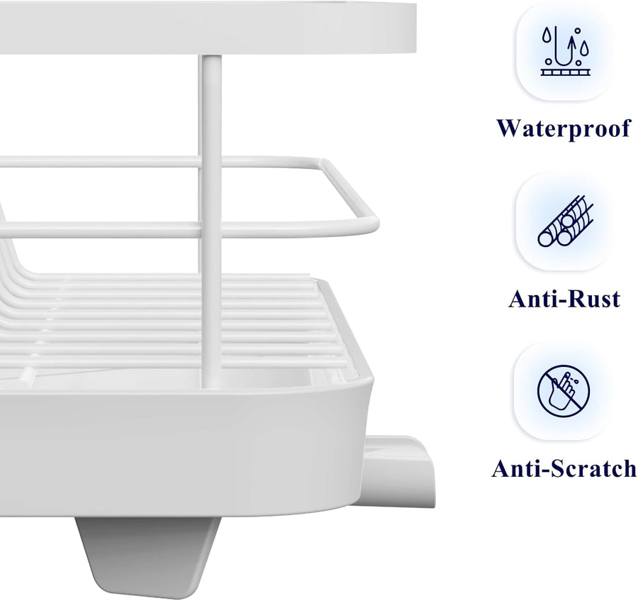 CARLA HOME Dish Drying Rack for Kitchen Counter with Removable Drip Tray, Utensil Holder and Cutlery Organizer