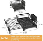 CARLA HOME Expandable Dish Drying Rack with Drainage Spout, Utensil Holder & Drainboardfor Kitchen Countertop Organizer (1 tier)