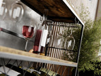 CARLA HOME Large Wine Rack with Glass Holder, Metal Designed Bottle Holder and Wood Countertop for Wine & Champagne