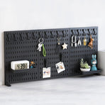 CARLA HOME 2 Pack Desk Pegboard Organizer Kit  with Hooks, Tray & Mount Ideal for Office, Gaming Setup & Home Workspace Organization (Black)