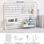 CARLA HOME 2 Pack Desk Pegboard Organizer Kit  with Hooks, Tray & Mount Ideal for Office, Gaming Setup & Home Workspace Organization (White)