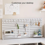 CARLA HOME 2 Pack Desk Pegboard Organizer Kit  with Hooks, Tray & Mount Ideal for Office, Gaming Setup & Home Workspace Organization (White)