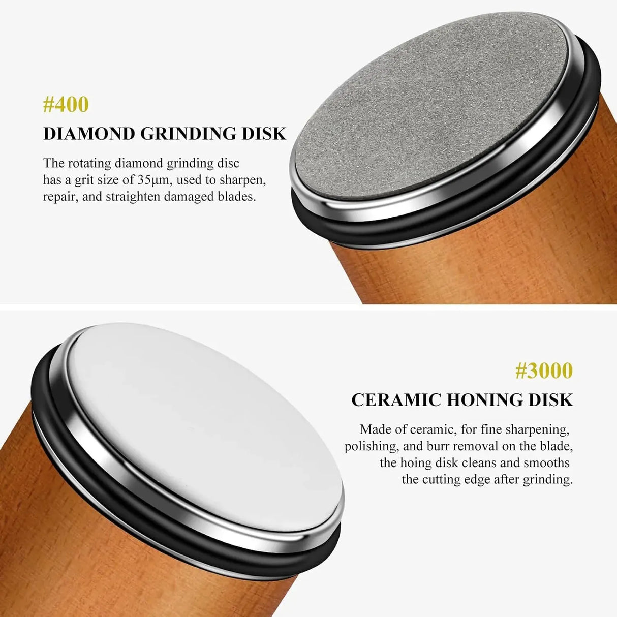 CARLA HOME Rolling Knife Sharpener - Brown - 15° & 20° Angle - Kitchen Appliances Knife Sharpeners