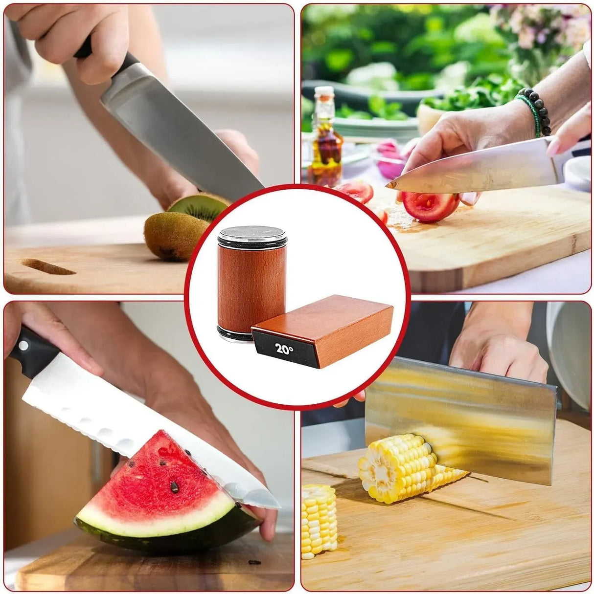 CARLA HOME Rolling Knife Sharpener - Brown - 15° & 20° Angle - Kitchen Appliances Knife Sharpeners