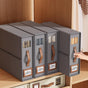 CARLA HOME Bed Sheet Organizer Set of 4 with Handle & Window for Covers, Pillowcases, Blankets, Clothes & Sheets (Grey)