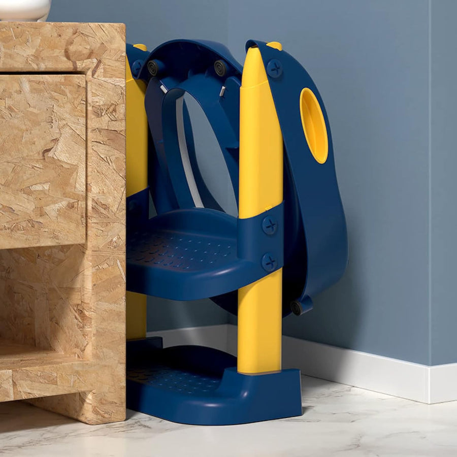 CARLA HOME Potty Training Seat with Step Stool Ladder with Anti-Slip Design, Soft Cushion & Foldable Structure for Kids Bathroom Independence