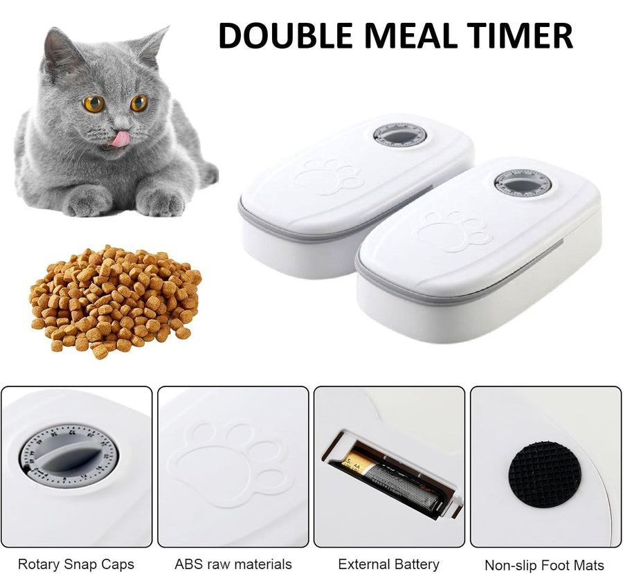 CARLA HOME 2 Meal Automatic Pet Feeder with Timer for Cat & Dog Wet & Dry Food (Dual Bowl 700ML)