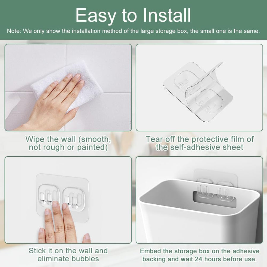 CARLA HOME 4-Pack Self-Adhesive Wall Storage Box for Cabinet Doors, Kitchen, Bathroom & Office