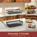 CARLA HOME 2-Tier Fruit Basket Metal Storage Bowl Kitchen Counter Organizer with Handles for Fruits, Vegetables, Snacks & Bread