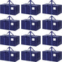 CARLA HOME 12-Pack Large Moving Storage Bags with Zippers & Handles with 95 Liters Capacity for Space Saving, Travel, Camping & Organization (Blue)