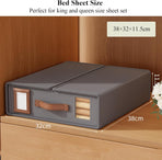 CARLA HOME Bed Sheet Organizer Set of 8 with Handle & Window for Covers, Pillowcases, Blankets, Clothes & Sheets (Grey)