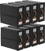 CARLA HOME Bed Sheet Organizer Set of 8 with Handle & Window for Covers, Pillowcases, Blankets, Clothes & Sheets (Black)