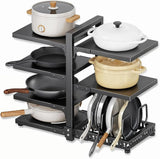 CARLA HOME Black 7 Tier Pan Organiser Rack - Heavy Duty - Adjustable - Pan Rack Kitchen