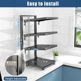 CARLA HOME Black 7 Tier Pan Organiser Rack - Heavy Duty - Adjustable - Pan Rack Kitchen - Top-Down View