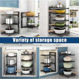 CARLA HOME Black 7 Tier Pan Organiser Rack - Heavy Duty - Adjustable - Pan Rack Kitchen - Close-Up Angle