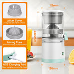 CARLA HOME Hands-Free Citrus Juicer with USB Rechargeable Electric Fruit Squeezer