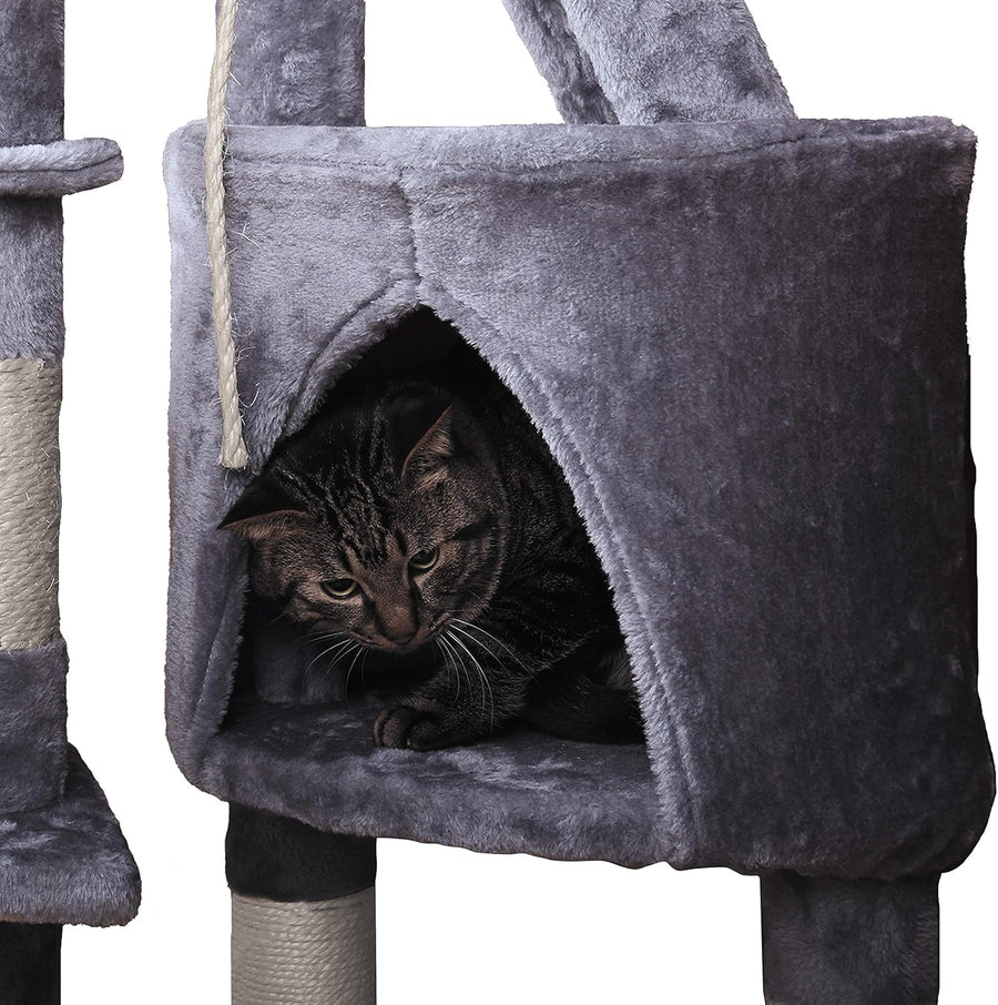 CARLA HOME 120cm Cat Tree for Indoor Cats with Condo, Hammock & Plush Perchfor for Kittens & Adult Cats