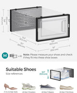 CARLA HOME 6-Pack Clear Stackable Shoe Storage Boxes - Black - Shoe Box Storage - Side View