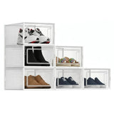 CARLA HOME 6-Pack Clear Stackable Shoe Storage Boxes - White - Shoe Box Storage