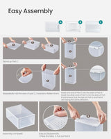 CARLA HOME 6-Pack Clear Stackable Shoe Storage Boxes - White - Shoe Box Storage - Top-Down View