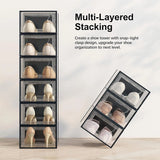 CARLA HOME 12-Pack Clear Shoe Storage Boxes - Stackable - Black - Shoe Box Storage - Close-Up Angle