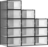CARLA HOME 12-Pack Clear Shoe Storage Boxes - Stackable - Black - Shoe Box Storage - Extra Image