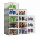 CARLA HOME 12-Pack Clear Shoe Storage Boxes - Stackable - White - Shoe Box Storage