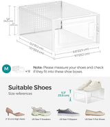CARLA HOME 12-Pack Clear Shoe Storage Boxes - Stackable - White - Shoe Box Storage - Side View