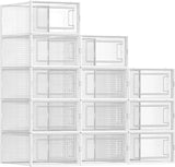 CARLA HOME 12-Pack Clear Shoe Storage Boxes - Stackable - White - Shoe Box Storage - Extra Image