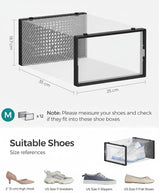 CARLA HOME 12-Pack Clear Stackable Shoe Storage Boxes - Black - Shoe Box Storage - Side View