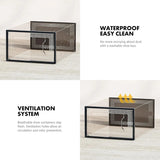 CARLA HOME 12-Pack Clear Stackable Shoe Storage Boxes - Black - Shoe Box Storage - 45-Degree Angle
