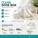 CARLA HOME 12-Pack Clear Stackable Shoe Storage Boxes - White - Shoe Box Storage - Side View