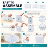 CARLA HOME 12-Pack Clear Stackable Shoe Storage Boxes - White - Shoe Box Storage - Top-Down View