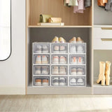 CARLA HOME 12-Pack Clear Stackable Shoe Storage Boxes - White - Shoe Box Storage - Extra Image