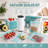 CARLA HOME Automatic Vacuum Sealer Kit - 10 Reusable Bags - White - Food Vacuum Set - Front View