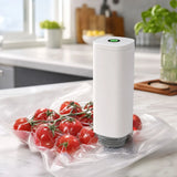 CARLA HOME Automatic Vacuum Sealer Kit - 10 Reusable Bags - White - Food Vacuum Set - Low Angle
