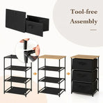 CARLA HOME 4 Drawer Fabric Storage Dresser - Steel Frame - Black - Storage Rack - Rustic