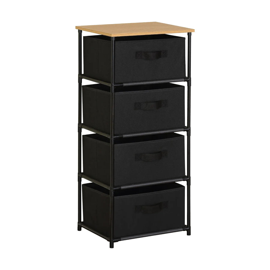 CARLA HOME 4 Drawer Fabric Storage Dresser - Steel Frame - Black - Storage Rack - Rustic
