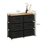 CARLA HOME 6 Drawer Fabric Storage Dresser - Steel Frame - Black - Storage Rack - Rustic