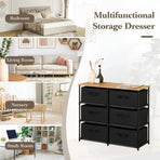 CARLA HOME 6 Drawer Fabric Storage Dresser - Steel Frame - Black - Storage Rack - Rustic