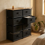 CARLA HOME 8 Drawer Fabric Storage Dresser - Steel Frame - Black - Storage Rack - Rustic
